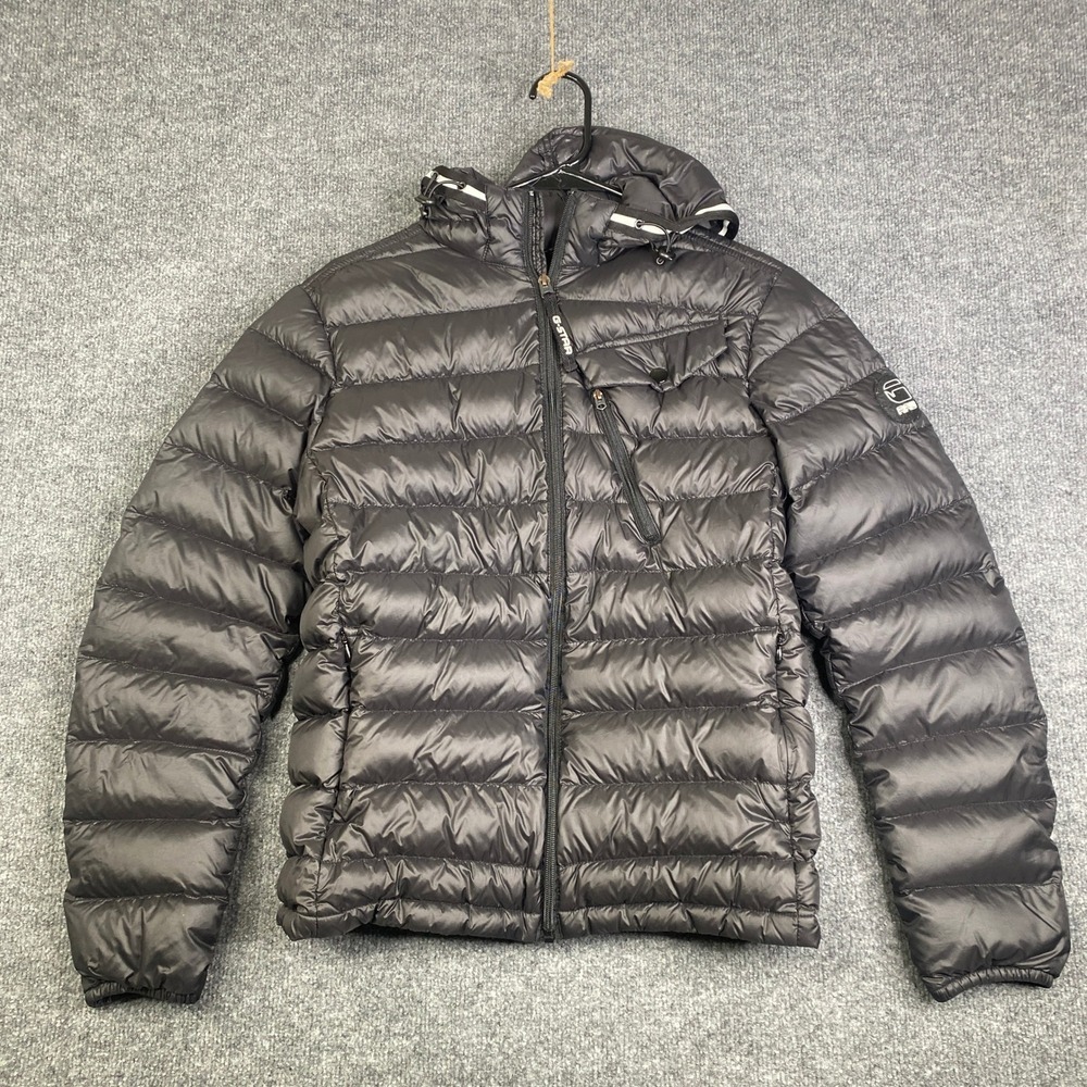 G-Star RAW Revend Hooded Down Jacket Womens Medium Black Puffer Coat 82582F